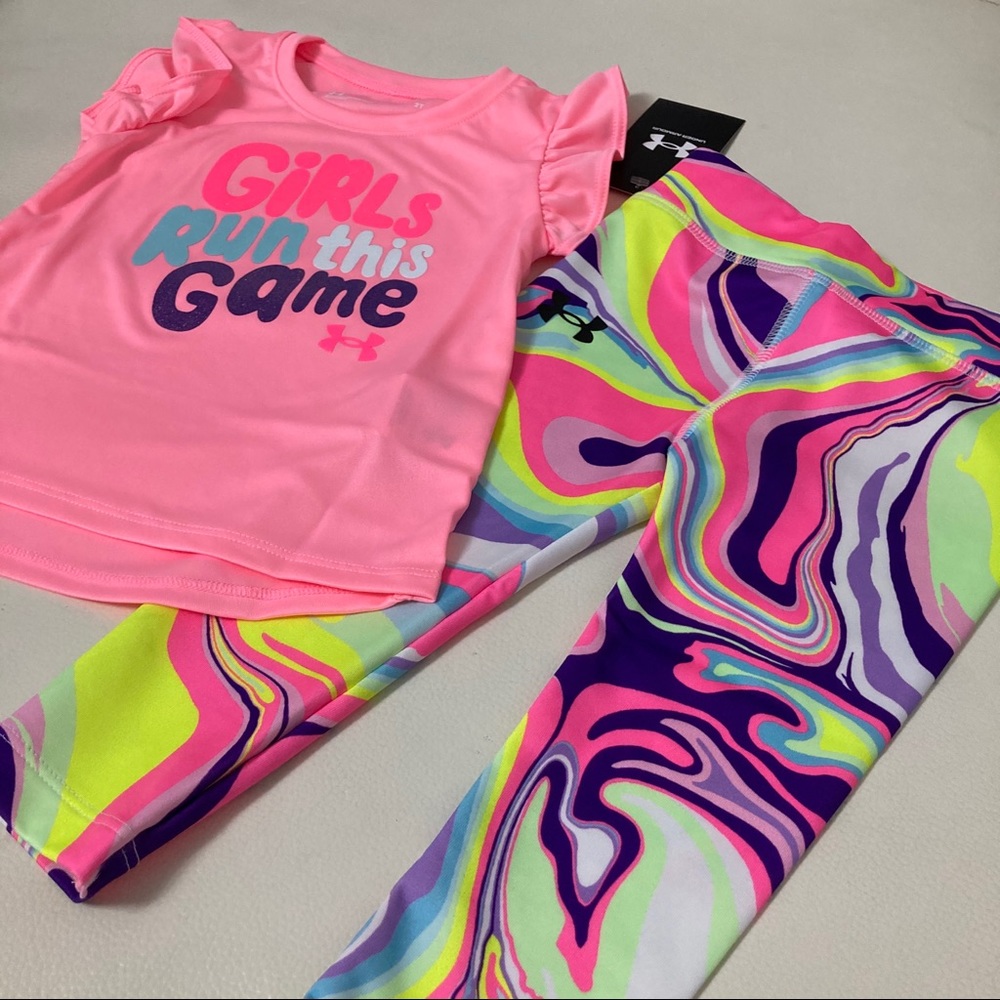 Under Armour cute pink neon leggings set 1002 - Picture 6 of 6
